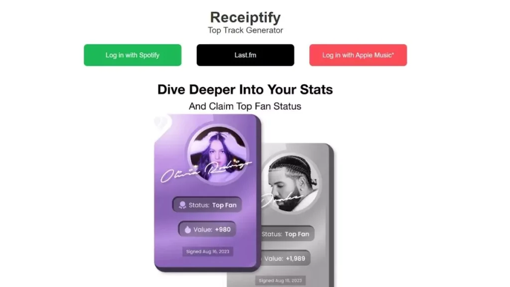 image of spotify receiptify website